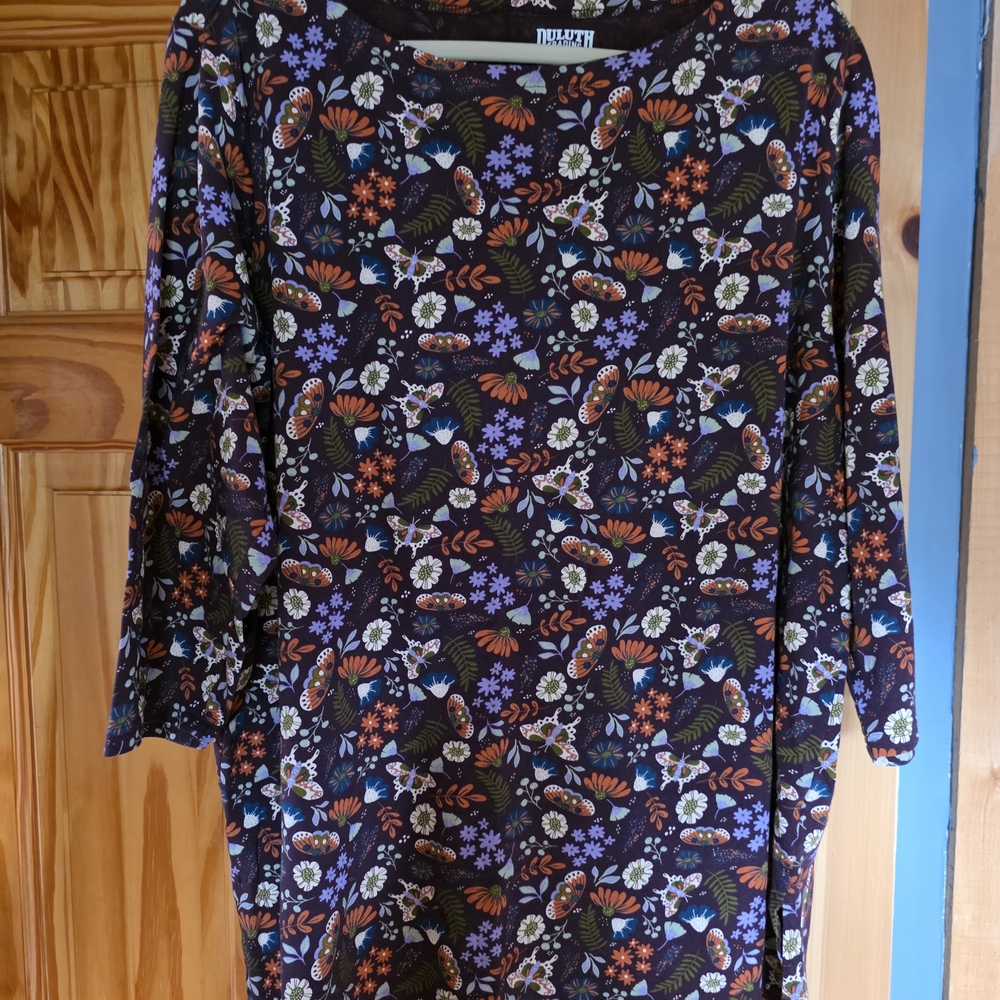 Duluth Trading Co Purple Floral Long Sleeve Top